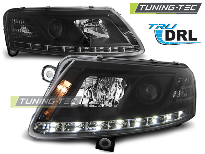 ΦΑΝΑΡΙΑ ΕΜΠΡΟΣ ME ΠΡΑΓΜΑΤΙΚΑ LED ΜΑΥΡΑ AUDI Α6 C6 04'-08'